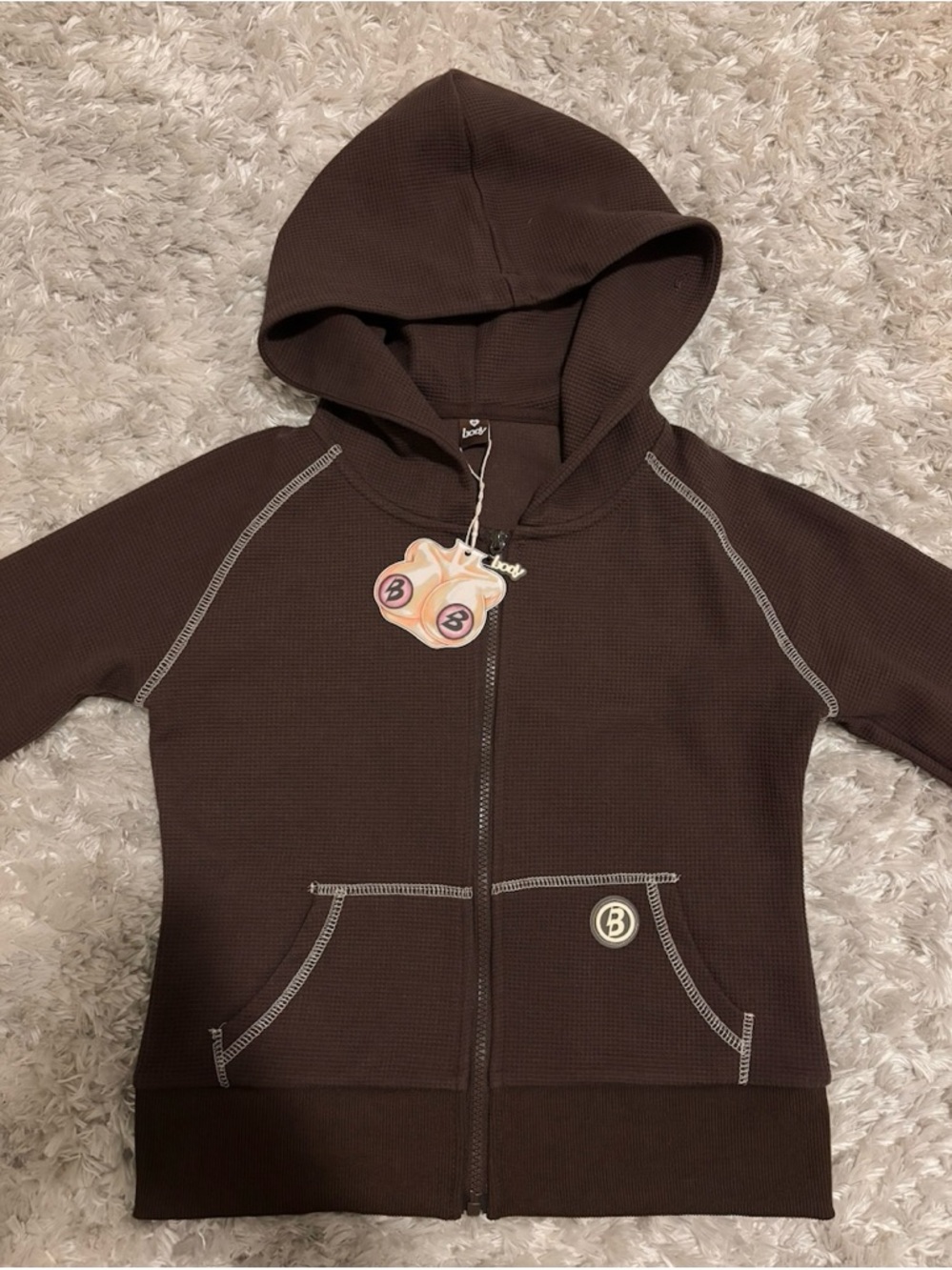 Brown Zip-Front Hooded Track Jacket - Women's